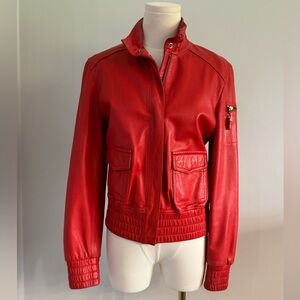 Rare Vintage St. John Vibrant Red Leather Jacket